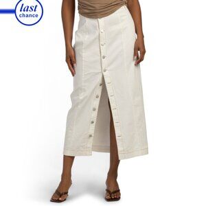 SELFIE LESLIE White Angelica Side Button Up Midi Skirt